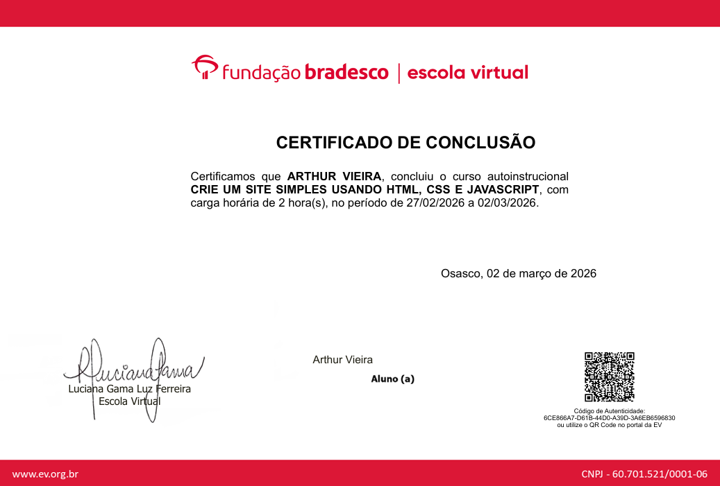 Certificado Fundação Bradesco
