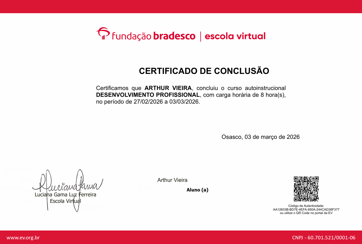 Certificado Desenvolvimento Profissional